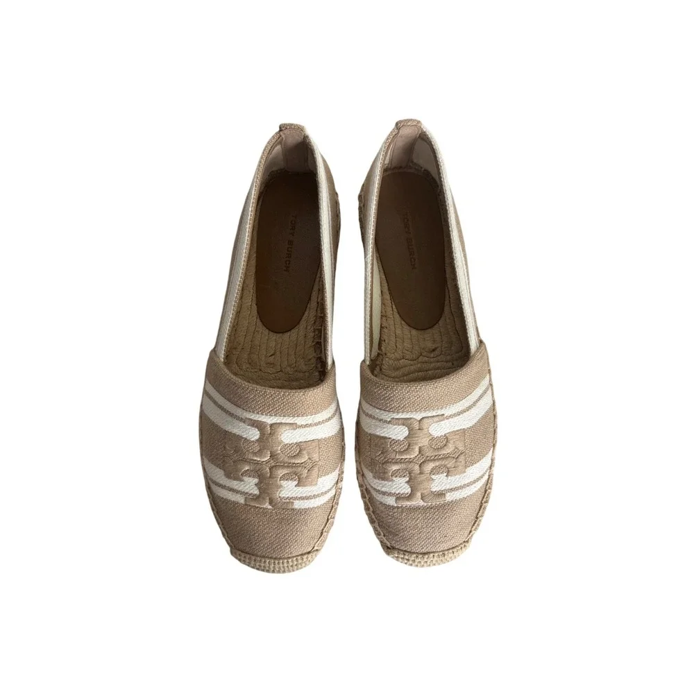 Tory Burch Espadrilles‎ Logo Canvas Slip On Loafers Casual Shoes